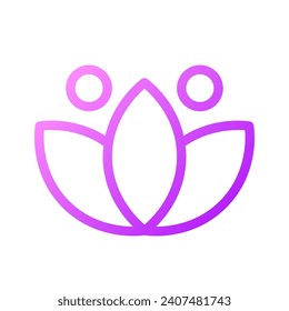 Lotus pixel perfect gradient linear ui icon. Meditation sign. Inner calmness and tranquility. Line color user interface symbol. Modern style pictogram. Vector isolated outline illustration