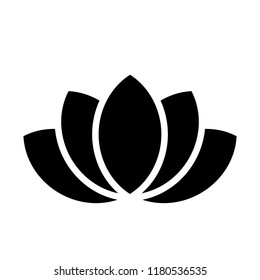 Símbolo de planta de Lotus. Diseño temático Spa y wellness. Ilustración vectorial plana negra.