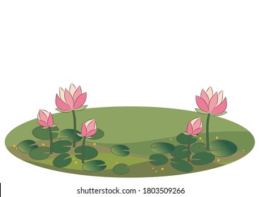 Lotus pond landscape - vector image