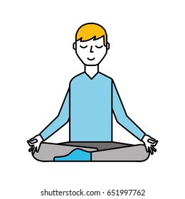 lotus pose blond man cartoon