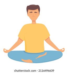 Lotus pose icon cartoon vector. Person meditate. Home room