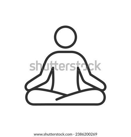 Lotus pose, linear icon. Person in lotus pose. Meditation. Line with editable stroke