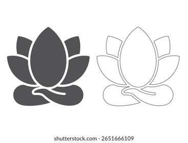 Lotus pose meditação ícone setYoga meditação linha ícones. Equilíbrio corporal, relaxamento pessoal e conjunto de meditação de energia. Harmonia da mente, meditar saúde e autoconcentrar ícones de linha. Escute, relaxe.