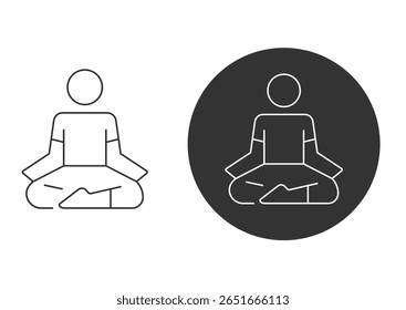 Lotus pose meditation icon setYoga meditation line icons. Body balance, person relax and energy meditation set. Mind harmony, health meditate and self concentrate line icons. Listen relax sound.