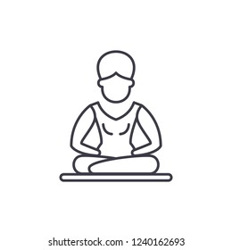 Lotus pose meditation line icon concept. Lotus pose meditation vector linear illustration, symbol, sign