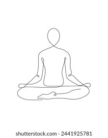 Lotus Pose One-Line Drawing in Abstract Minimalist Style. Continuous Line Art Vector Illustration Stock.