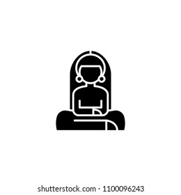 Lotus position black icon concept. Lotus position flat  vector symbol, sign, illustration.