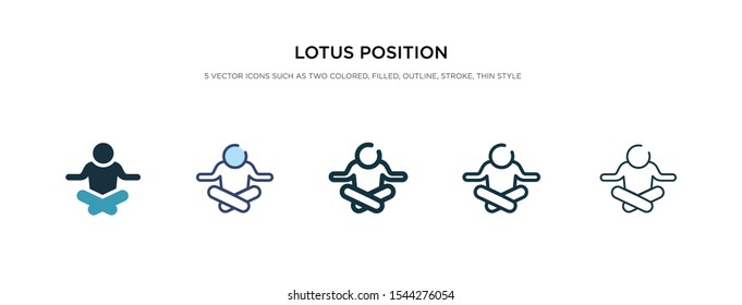 lotus position icon in different style vector illustration. two colored and black lotus position vector icons designed in filled, outline, line and stroke style can be used for web, mobile, ui