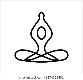 Lotus position icon isolated. Yoga woman. Padmasana sketch. Vector stock illustration. EPS 10