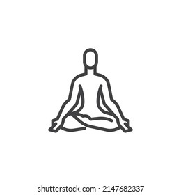 Lotus position line icon. linear style sign for mobile concept and web design. Meditation yoga outline vector icon. Symbol, logo illustration. Vector graphics