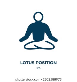 lotus position vector icon. lotus position, yoga, lotus filled icons from flat spa concept. Isolated black glyph icon, vector illustration symbol element for web design and mobile apps