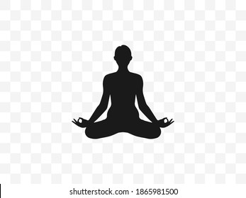 Lotus position, yoga design on transparent background. Vector illustration.