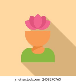 Lotus practice in person mind icon flat vector. Person asana. Health balance