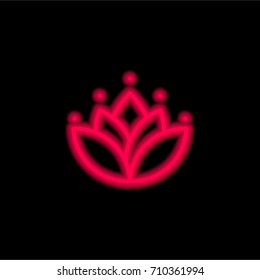 Lotus red glowing neon ui ux icon. Glowing sign logo vector