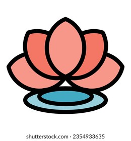Lotus relax icon outline vector. Zen mind. Health energy color flat