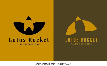 Lotus and rocket logo template design. Modern and minimalist lotus and rocket vector illustration logo design. Modern floral logo for brand identity design vector element.