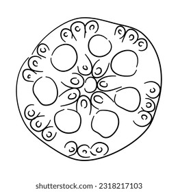 Lotus root doodle icon. Hand drawn black sketch. Vector Illustration.