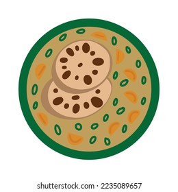 Lotus Root And Peanut Soup - traditional Chinese dish. Simple hand drawn doodle. Vector illustration isolated on white background
