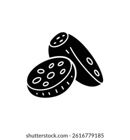 Lotus Root Sliced with Holes Icon Black Filled Flat