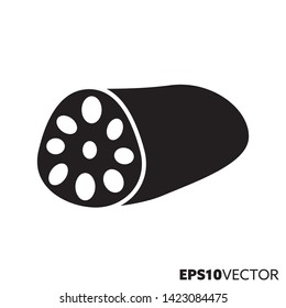 Lotus Root Solid Black Icon. Glyph Symbol Of Vegetable And Superfood. Fresh Food Flat Vector Illustration.