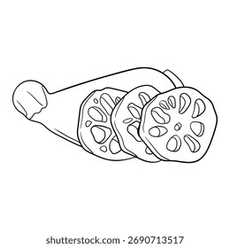 raiz de lótus vegetal simples lineart vetor ilustração