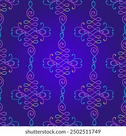 Loto y Geometría Sagrada. Patrón sin fisuras. Símbolos inmaculados de sabiduría y camino a la perfección. Tatuaje, logo de yoga, diseño budista, estampado, póster, camiseta, textil. Ilustración vectorial repetitiva.