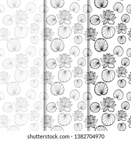 lotus seamless floral pattern hand drawn sketch