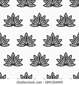 Patrón sin fisuras de Lotus. Fondo floral. Ornamento oriental. Fondo vectorial blanco y negro.