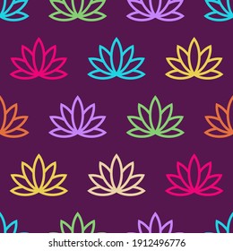 Lotus seamless pattern. Floral background. Oriental ornament. Vector colorful background.