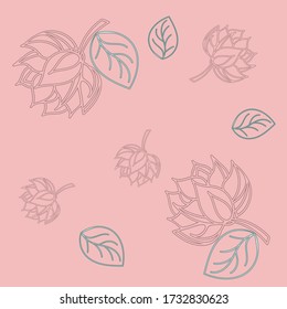 Lotus seamless pattern flower in vintage style. Vector vintage illustration. Soft and pastel color. Coral and lotos lotus on color background.