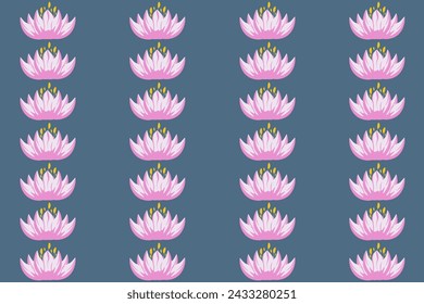 Lotus seamless pattern. Sacred plant of India. Summer Flower background. Water lily. Vector illustration can used wallpaper fabric t-shirt print. EPS 10