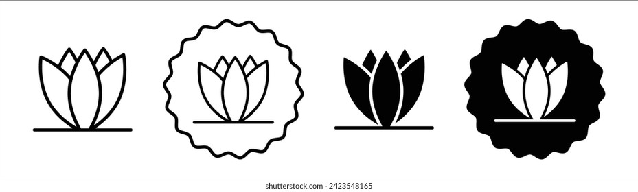lotus set in black and white color. Lotus simple flat icon vector
