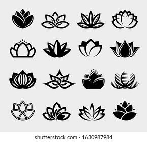 Lotus set. Collection label and icons. Vector