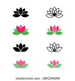 Lotus set icon, logo isolated on white background. Lotus flower icons. Set vectors lotus plant