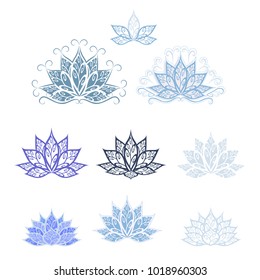 Lotus. Set of vector stylized image of a Lotus flower isolated.