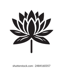 Lotus silhouette vector icon on white background