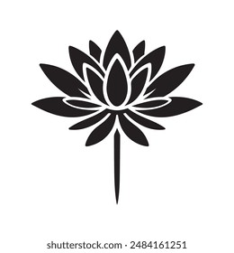 Lotus silhouette vector icon on white background 