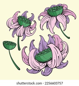 Diseño de arte vectorial simple de Lotus