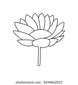 Lotus single continuous one line out line vector art  drawing  and tattoo design
