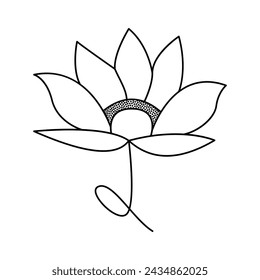 Lotus single continuous one line out line vector art  drawing  and tattoo design
