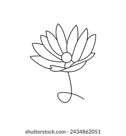 Lotus single continuous one line out line vector art  drawing  and tattoo design

