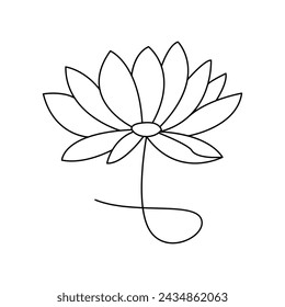 Lotus single continuous one line out line vector art  drawing  and tattoo design
