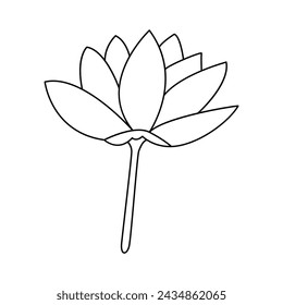 Lotus single continuous one line out line vector art  drawing  and tattoo design
