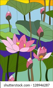 lotus /  Stained glass window