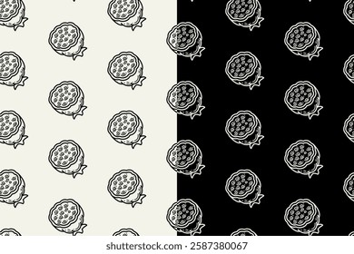 lotus stem with leaves doodle seamless pattern on black white background set. lotus flower stem engraving pattern background. retro lotus stem flowers background for florist decor and merchandise