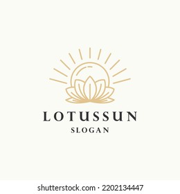 Lotus sun logo icon flat design template