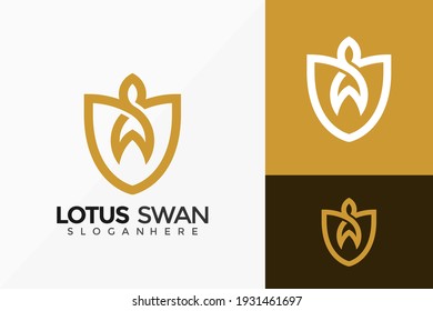Lotus Swan Logo Vector Design. Abstract emblem, designs concept, logos, logotype element for template.