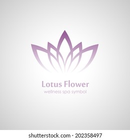 Lotus symbol icon. Vector floral label for Wellness industry