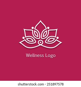 Lotus symbol icon. Vector floral label for Wellness industry