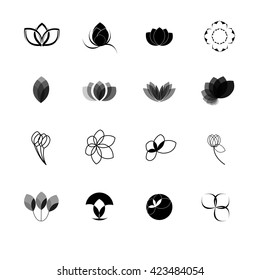Lotus symbol icons. flowers silhouettes.